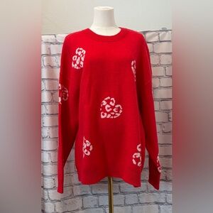 Coco&Shay Size:3XL Red Heart Pattern Sweater